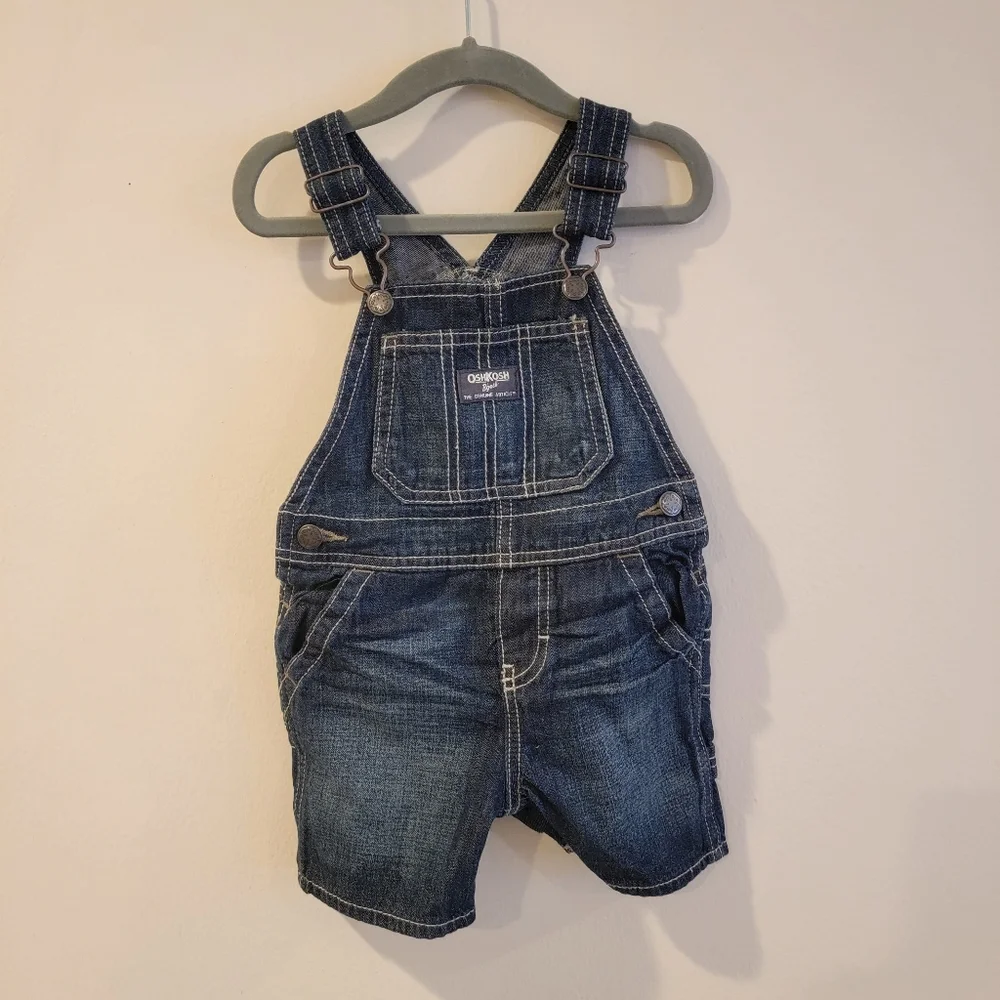 Oshkosh b'gosh 18 month denim chambray jeans overalls shorts painter pockets
